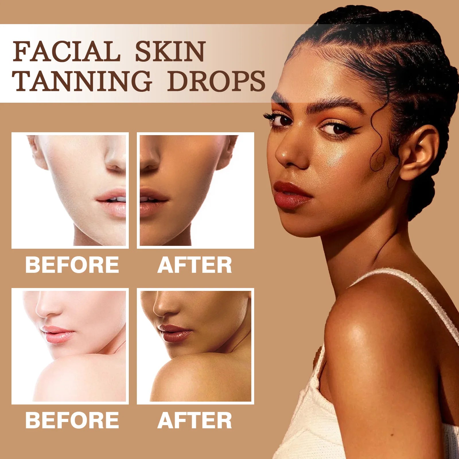 Fake Tan Serum Sunless Tanning Booster Prevent Sunburn Dark Brown Body Bronzer Long Lasting Outdoor Sunbath Self Tanning Drops