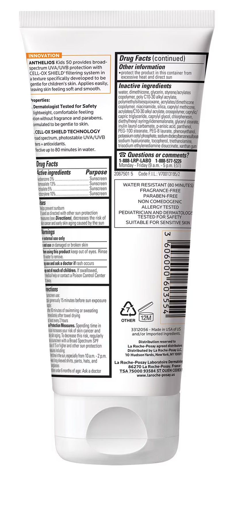 Anthelios Kids Gentle Lotion Sunscreen SPF 50, 6.7 Fl Oz