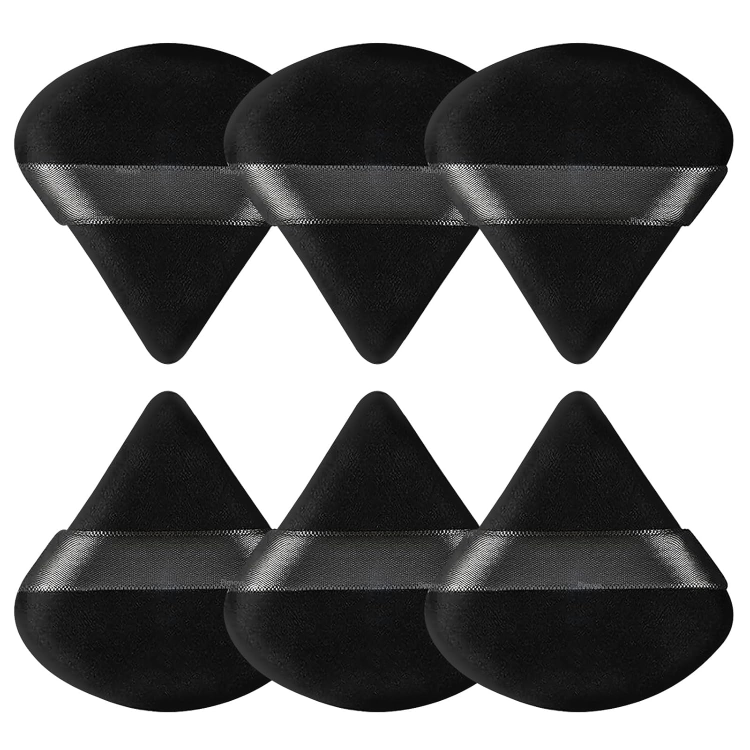 6 Pcs Powder Puff, Face Soft Triangle Makeup Puff Velour Makeup Sponge for Loose Powder (Black)