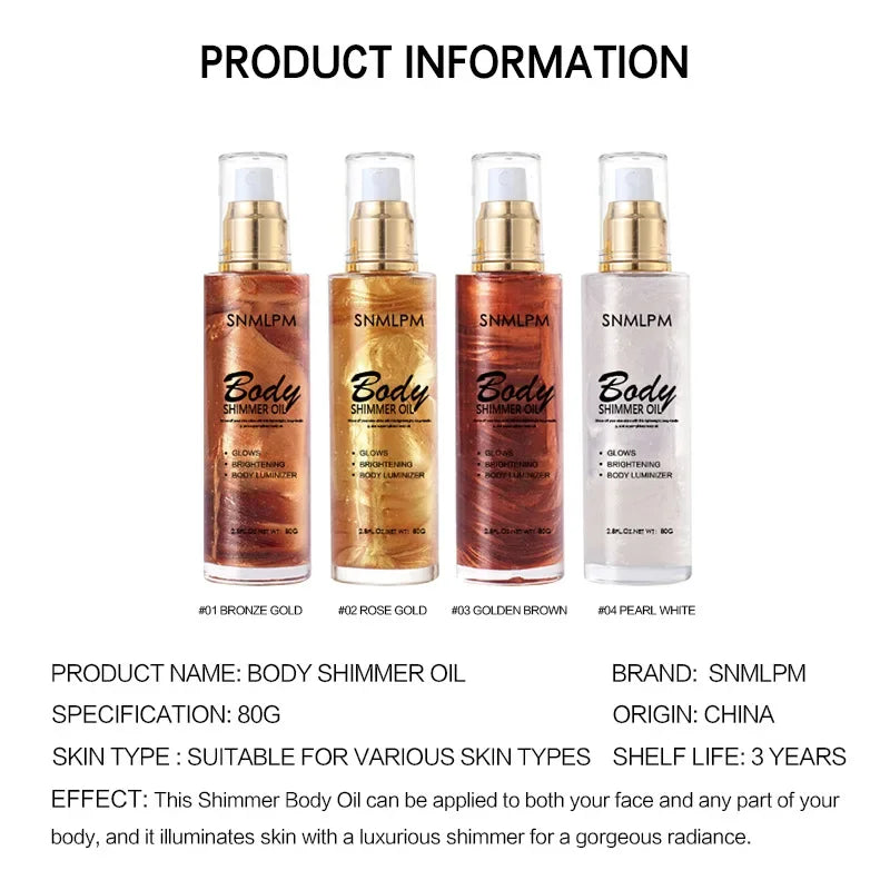 80G Body Luminous Oil Quicksand Highlight Oil Brighten Face Body Repair Highlight Oil Diamond Muscle Body Glitter Oil